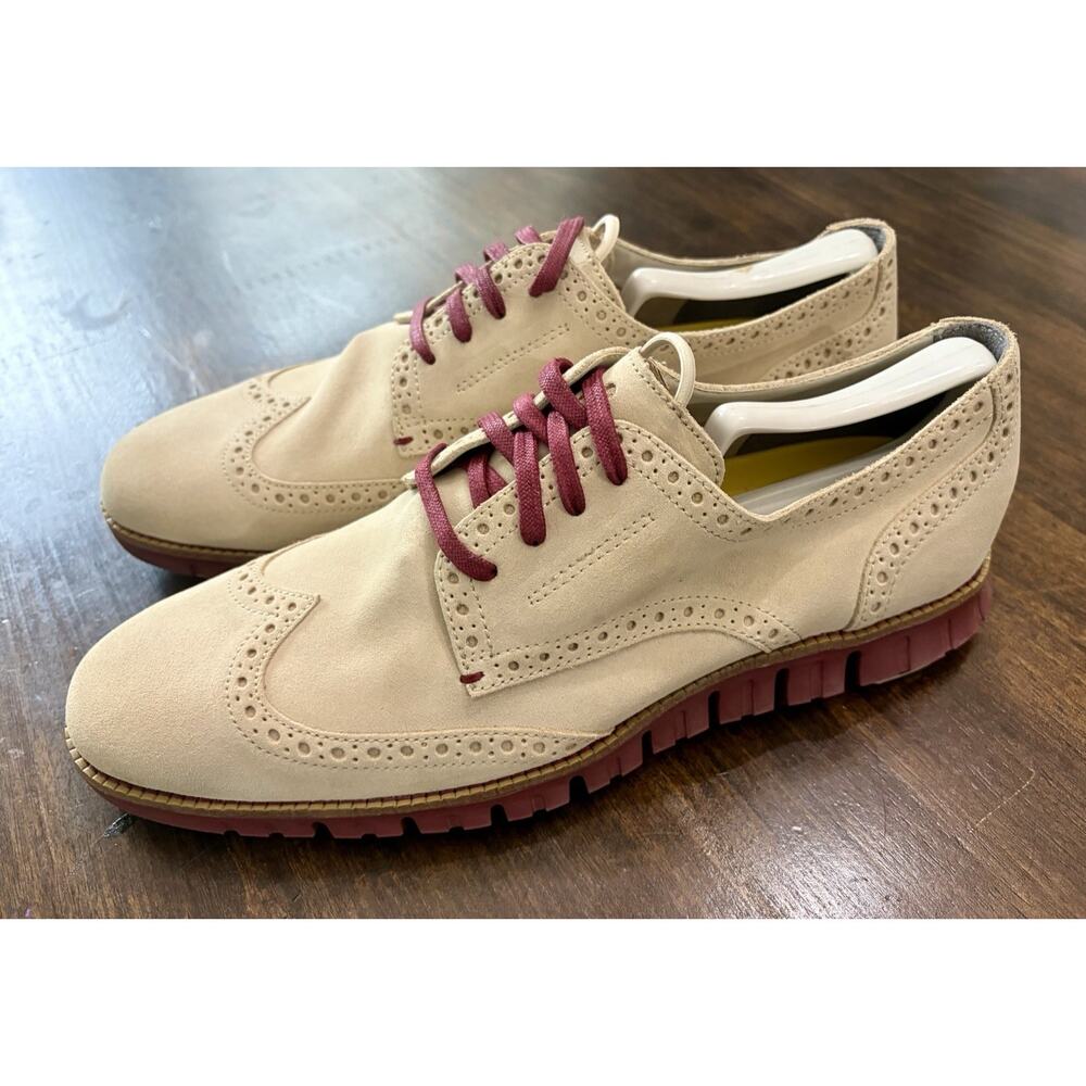 NWOB Cole Haan Zerogrand Men's Size 10.5 Light Tan Suede Wingtip Oxford Shoe New